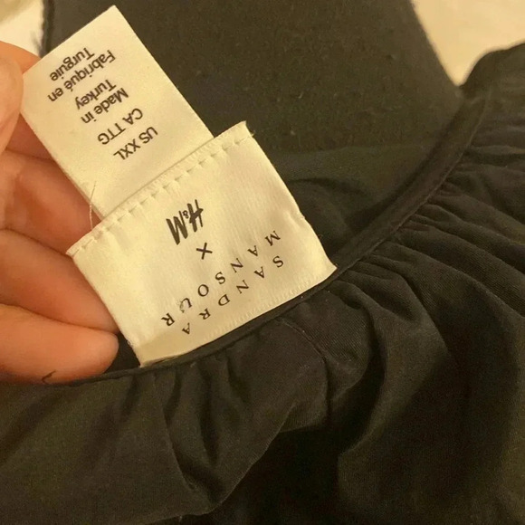 SANDRA MANSOUR X H&M Black Mini Ruffled Wrap Taffeta Dress Long Sleeve XXL - Picture 14 of 14